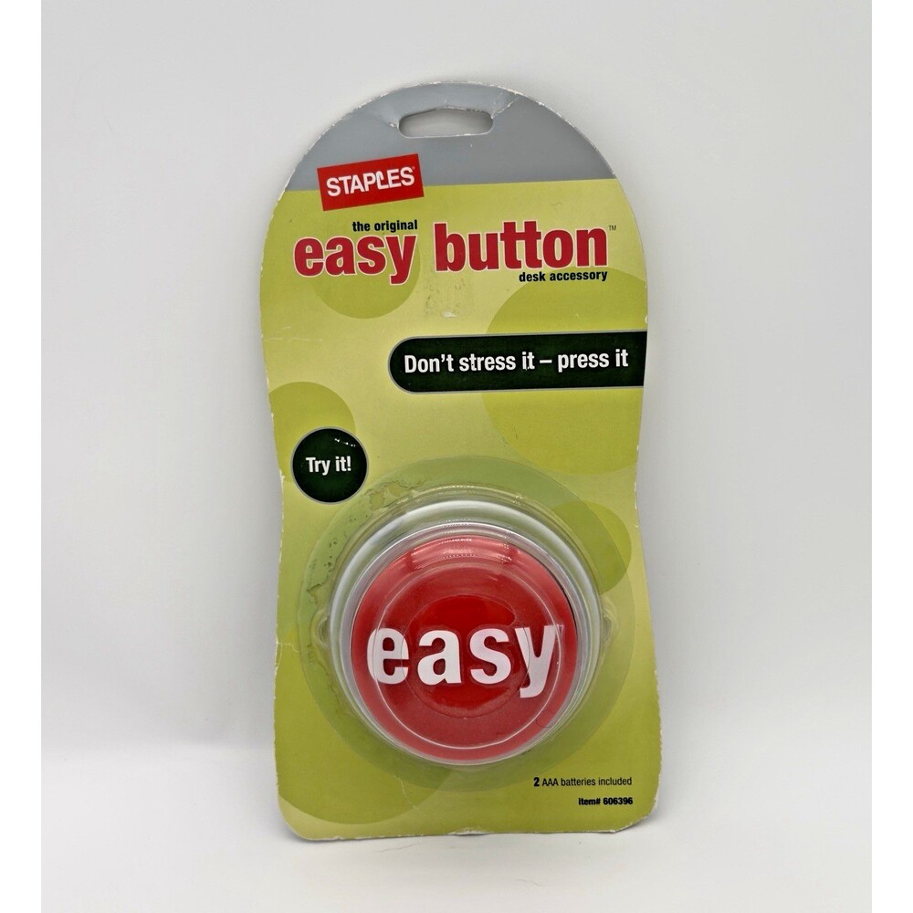 STAPLES Talking “THAT WAS EASY” Button Don't Stress It-Press It! New 2005